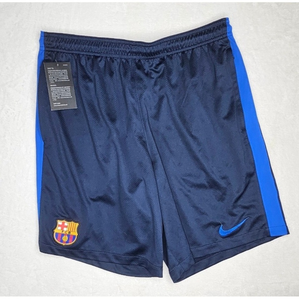 NWT Nike FC Barcelona Soccer Shorts XL Navy 2016-2017 Longer Knit Dri-FIT